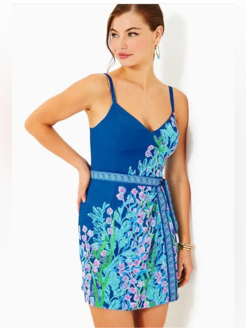 NWT Lilly Pulitzer Nettie Skirted Romper Barton Blue Seacret Escape Engineered